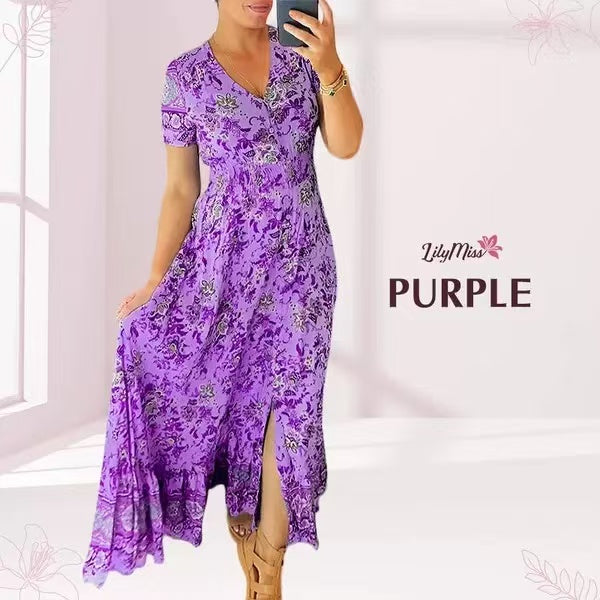 (💃Hot Sale - 45% OFF🔥)Floral print v-neck dress
