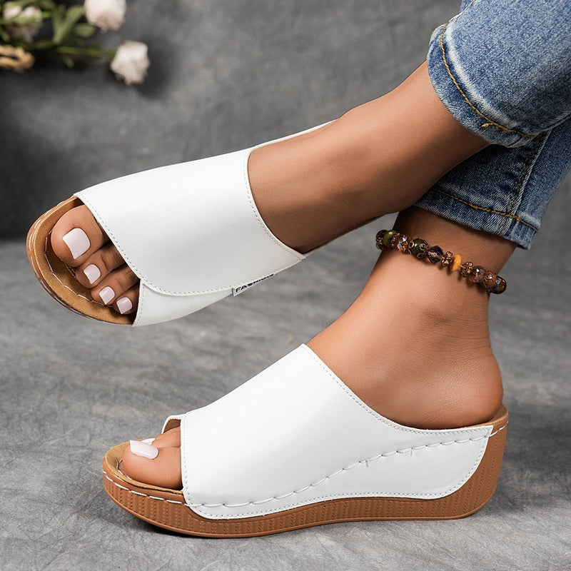 🔥Last Day Promotion 50% OFF - Women's Comfortable Thick Sole Arch Support Leather Slippers