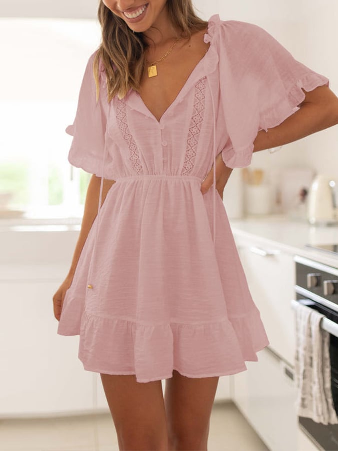 Sweet Lace Ruffle Dress