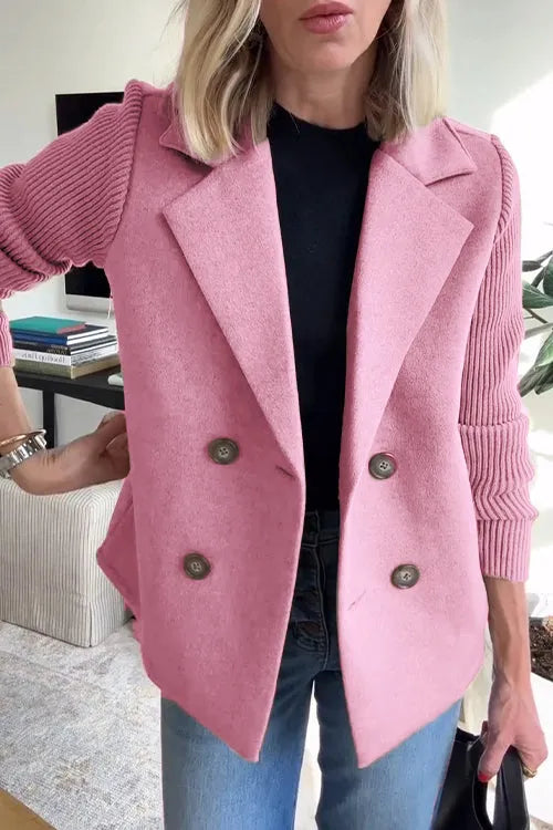 š„50% Off-Limited Timeā³ Lapel Knitted Patchwork Sleeve Casual Coat