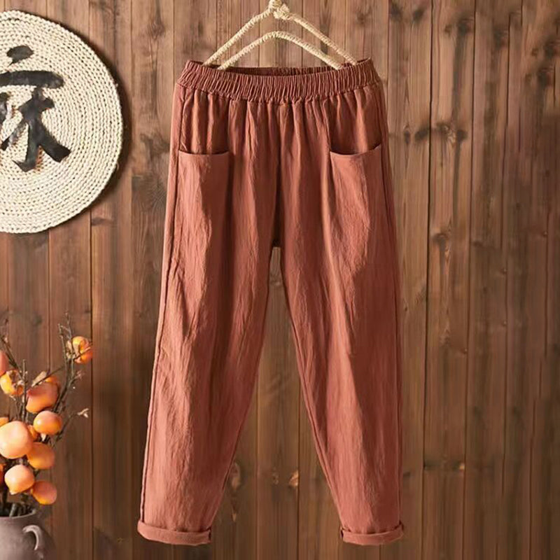 Vintage Pockets Comfy Cotton Linen Pants