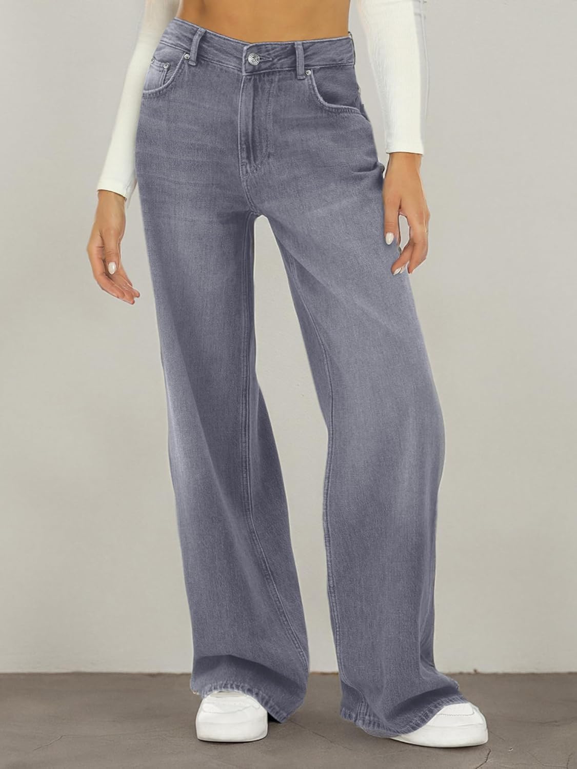 HDLTE Women Wide Leg Jeans High Waist Baggy Jeans Loose Boyfriend Jeans Denim Pants Y2K