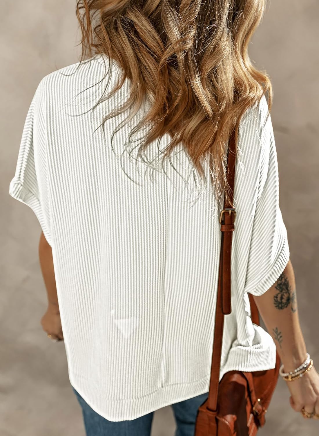Dokotoo Women's Casual Oversized Short Sleeve Solid Color Loose Texture Knit Tunic Tops Blouses