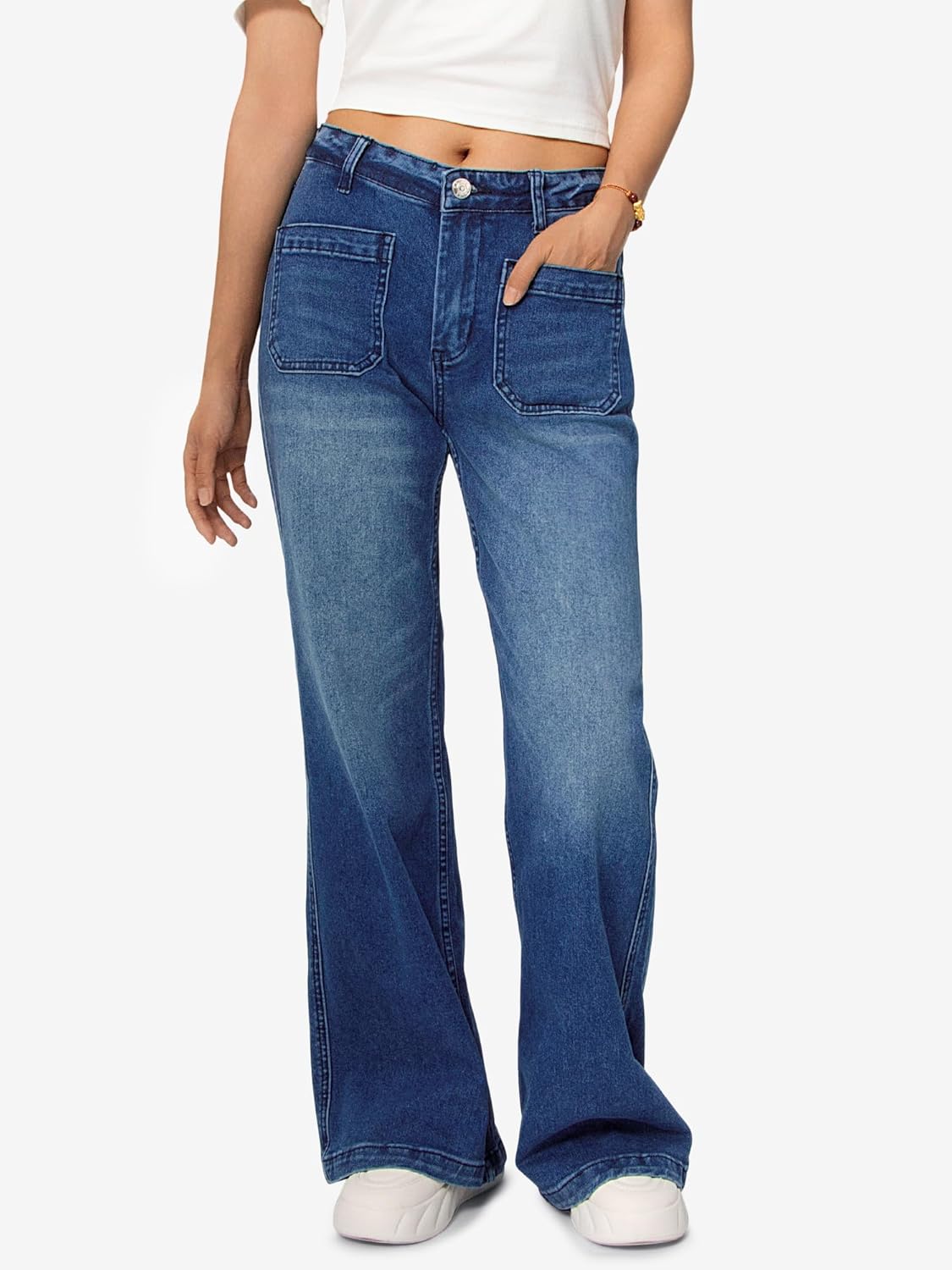 HDLTE Women Wide Leg Jeans High Waist Baggy Jeans Loose Boyfriend Jeans Denim Pants Y2K