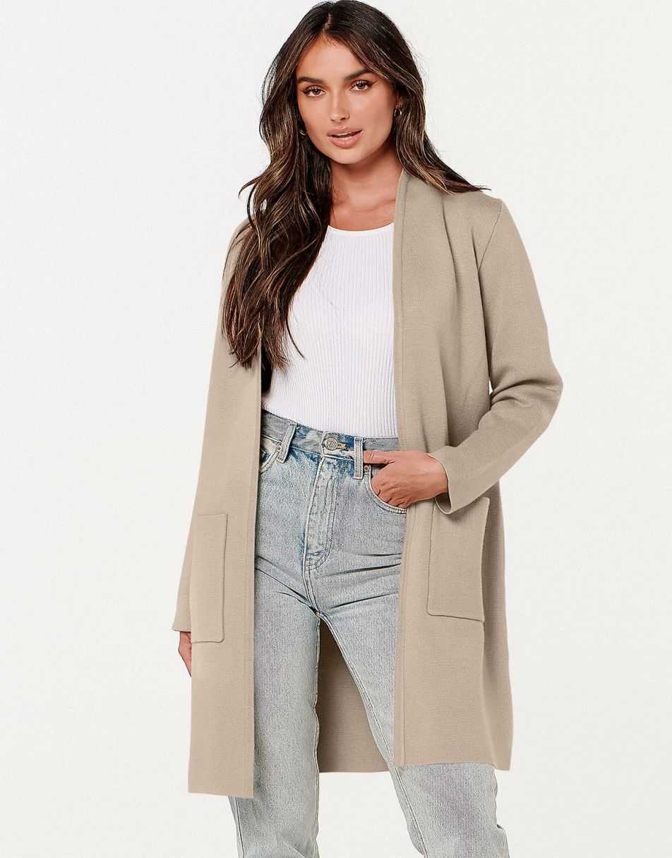 ANRABESS Cardigan Sweater for Women Casual 2023 Fall Winter Fashion Coat Long Sleeve Open Front Knit Coatigan Clothes