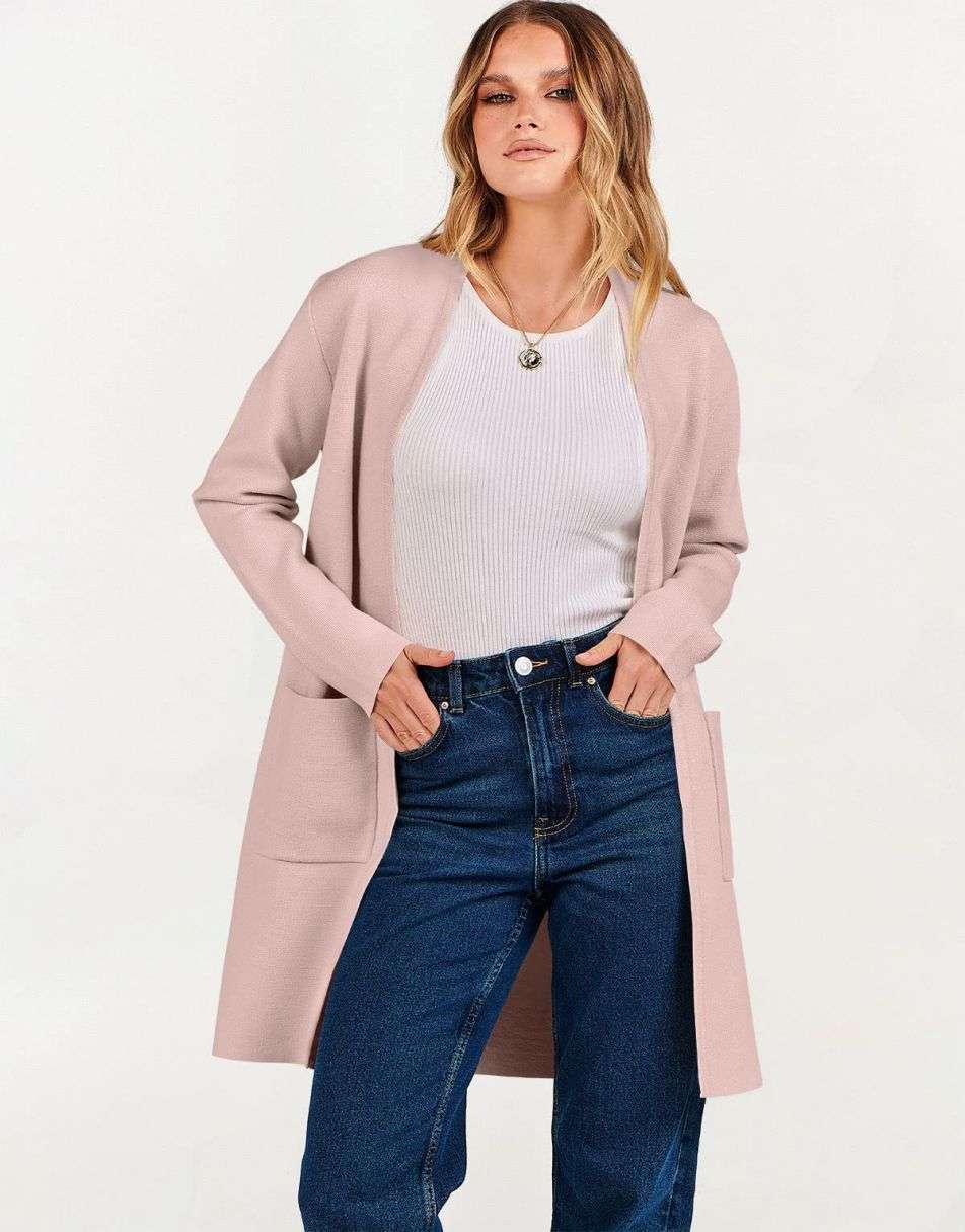 ANRABESS Cardigan Sweater for Women Casual 2023 Fall Winter Fashion Coat Long Sleeve Open Front Knit Coatigan Clothes
