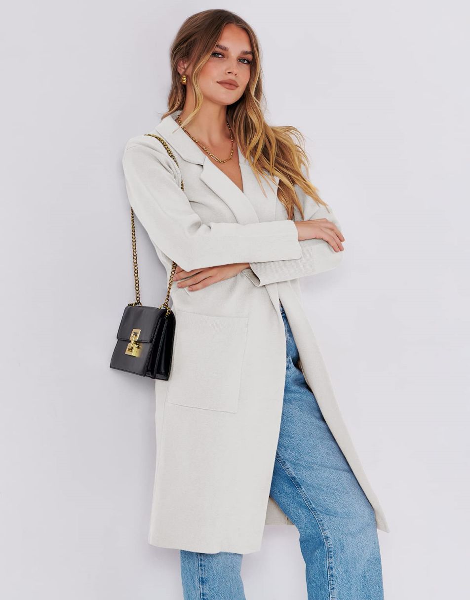 ANRABESS Cardigan for Women Oversized Open Front Sweater Coat Long Sleeve Lapel Blazer Jacket Fall Outwear Coatigan