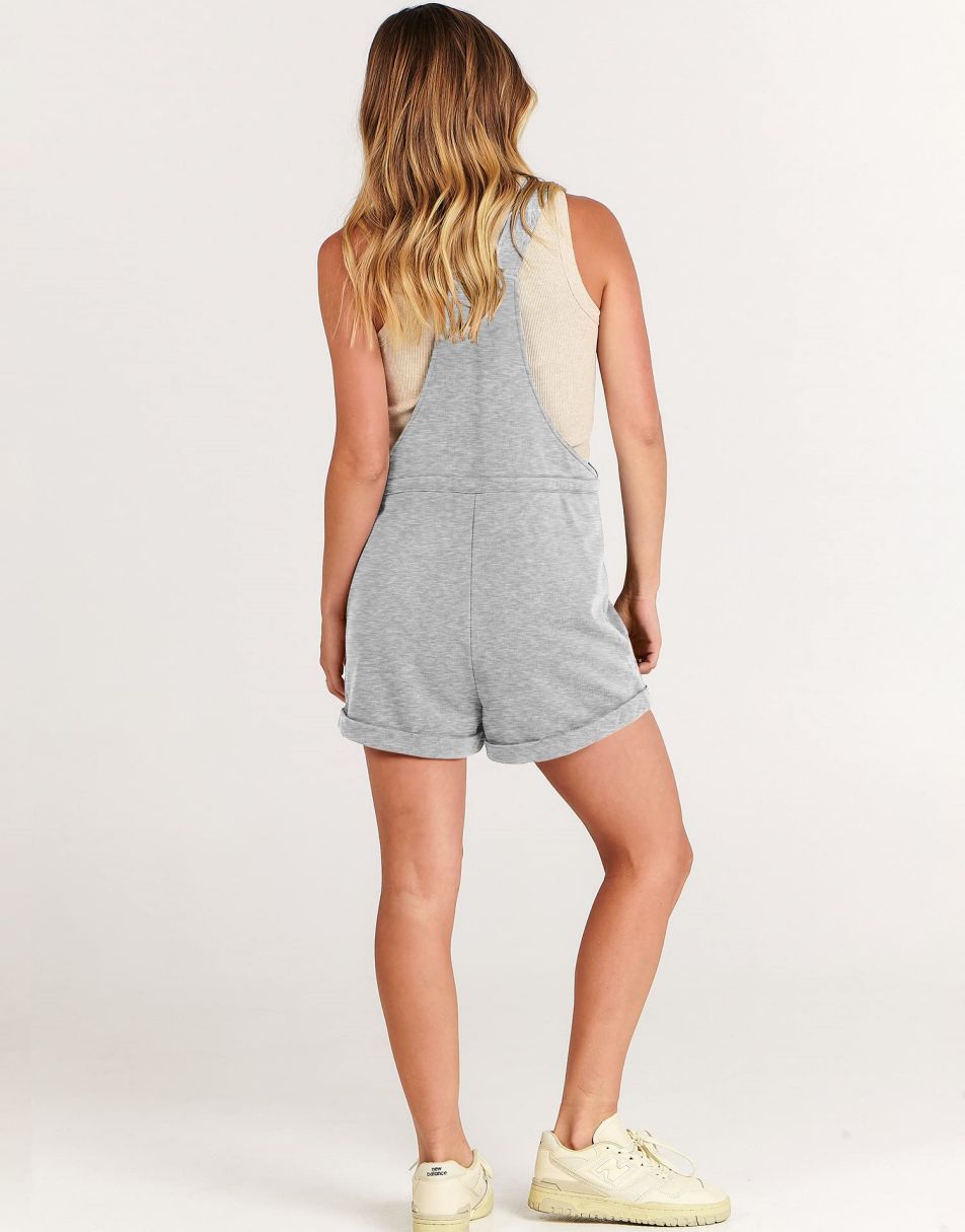 ANRABESS Casual Straps Short Bib Overalls Basic Drawstring Romper Jumpsuits
