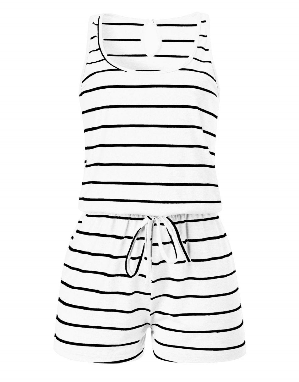 ANRABESS Scoop Neck Sleeveless Tank Top Short Jumpsuit Rompers with Pockets