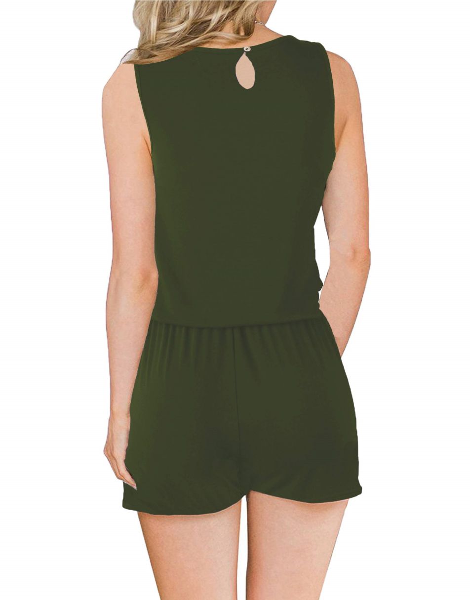ANRABESS Scoop Neck Sleeveless Tank Top Short Jumpsuit Rompers with Pockets