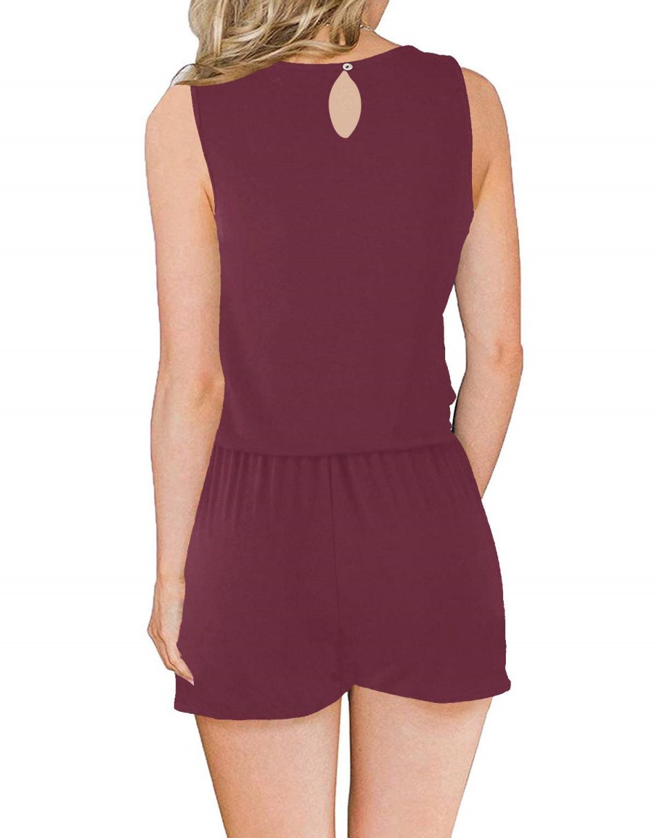 ANRABESS Scoop Neck Sleeveless Tank Top Short Jumpsuit Rompers with Pockets