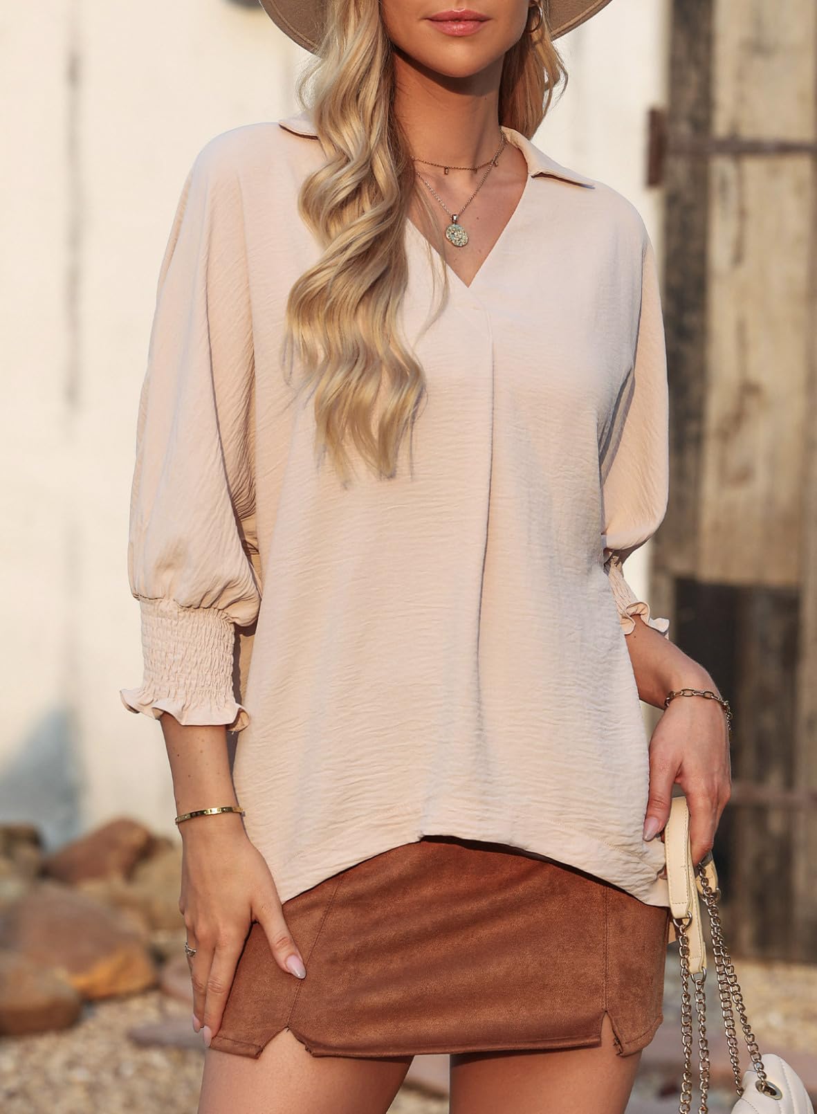 Women's Casual 3/4 Sleeve V Neck Basic Tops (Buy 3 Free Shipping)