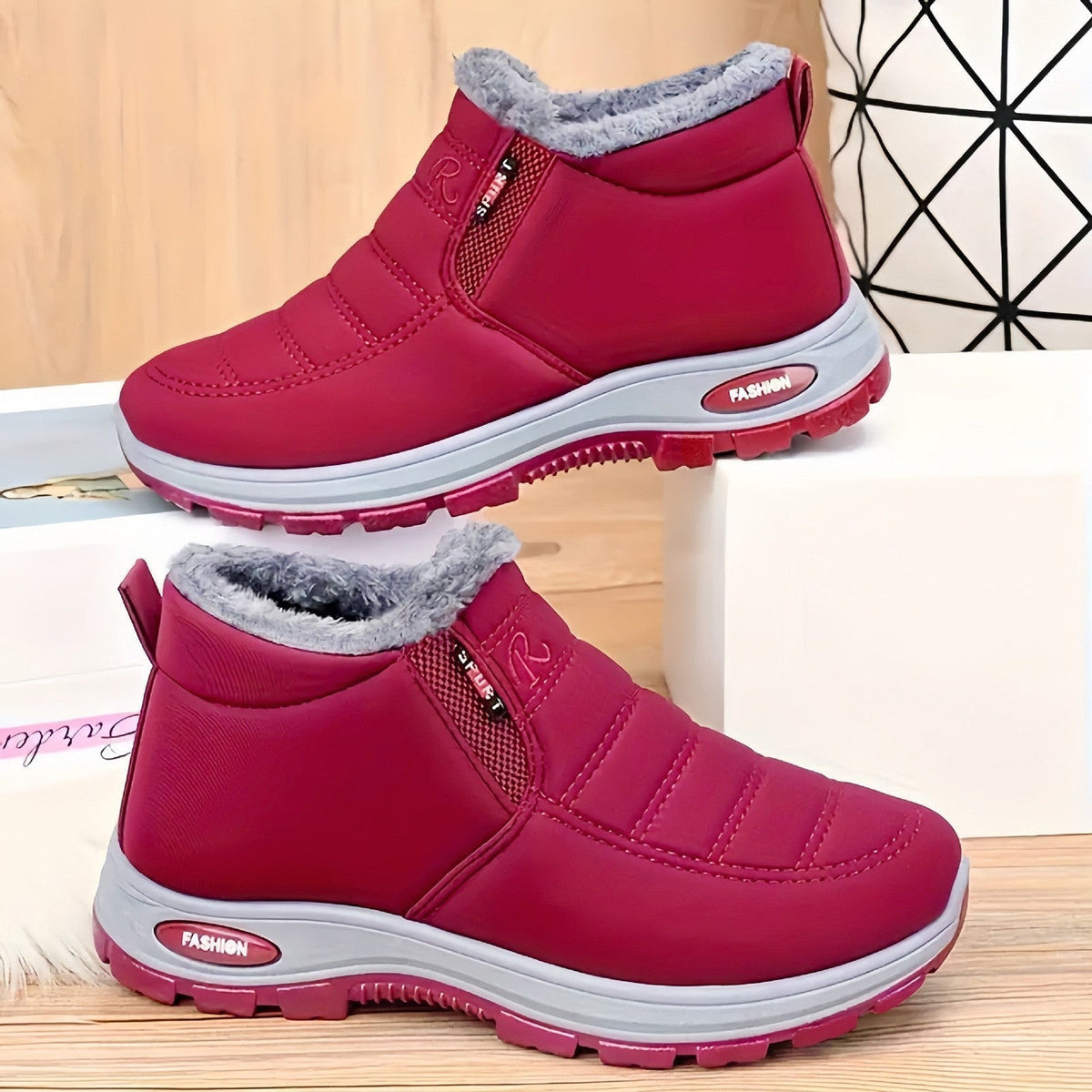 Women's Slip-On Fleece-Lined Winter Boots Warm, Waterproof & Anti-Slip