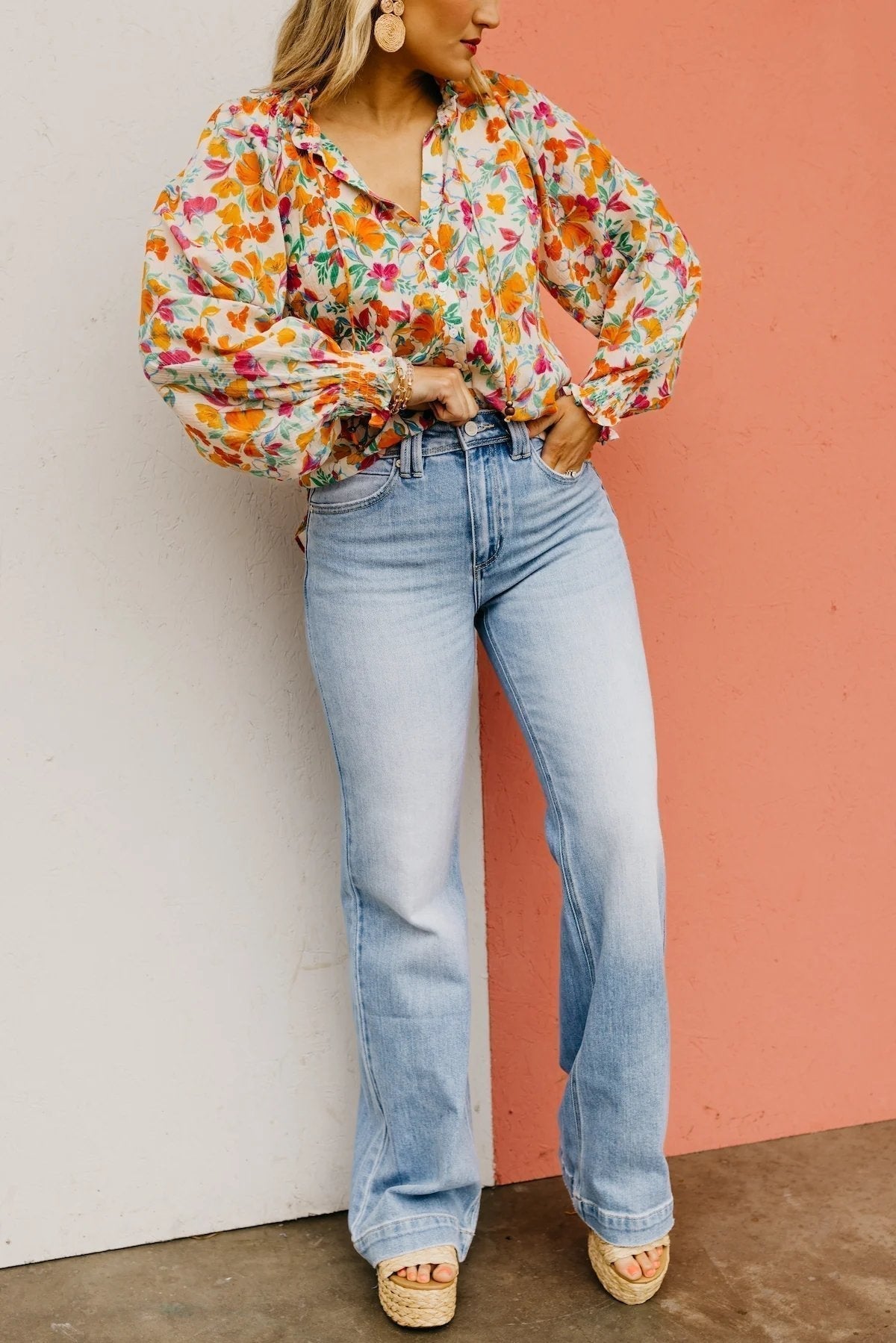HALF PRICEš„High Rise Vintage Wash Tummy Control Top Straight Leg Jeans