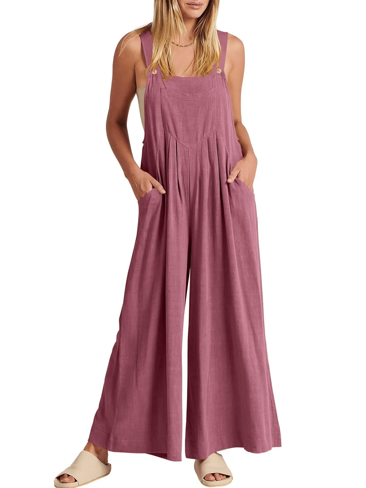 Sleeveless Wide Leg Jumpsuit with Pockets