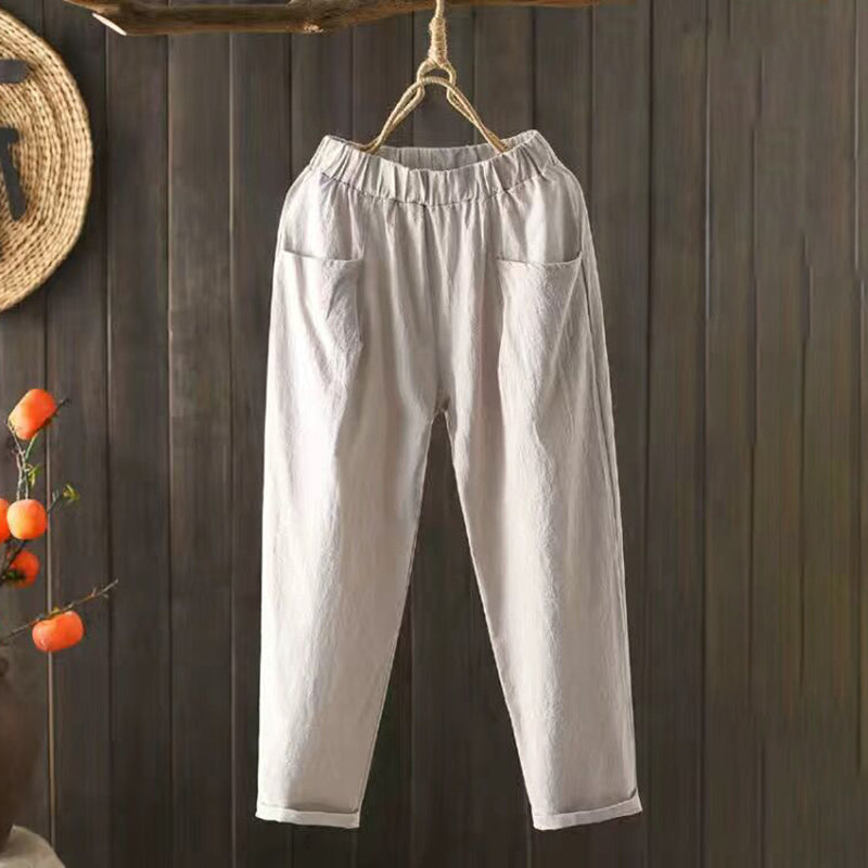 Vintage Pockets Comfy Cotton Linen Pants