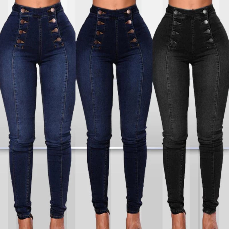 đź’ĄDouble Breasted High Waist Skinny Jeans