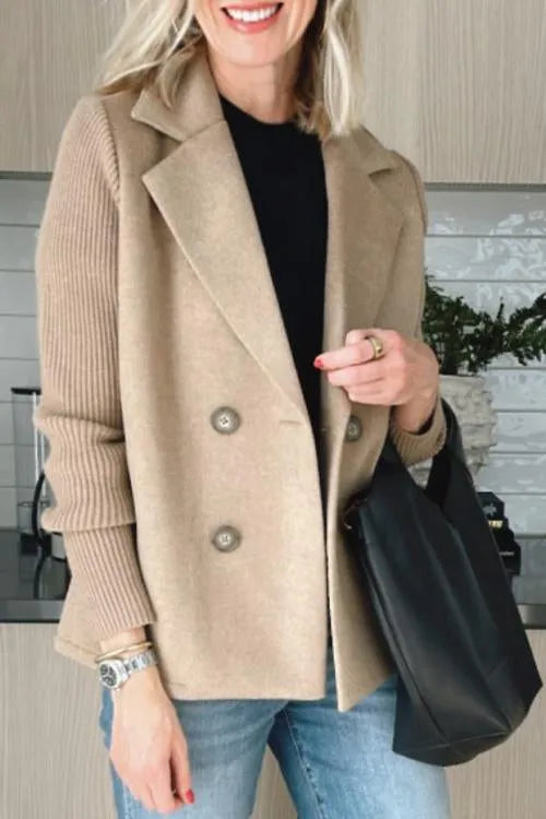 š„50% Off-Limited Timeā³ Lapel Knitted Patchwork Sleeve Casual Coat
