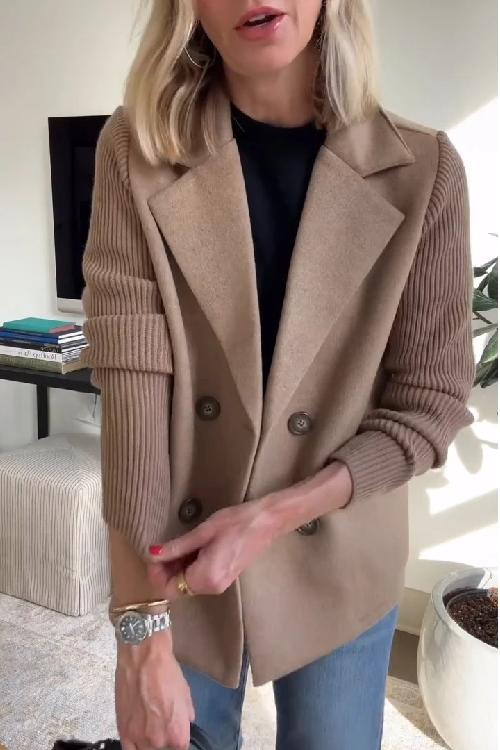 š„50% Off-Limited Timeā³ Lapel Knitted Patchwork Sleeve Casual Coat