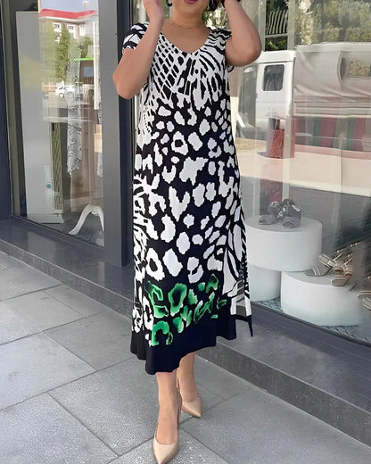 Casual Printed Short Sleeve Dress