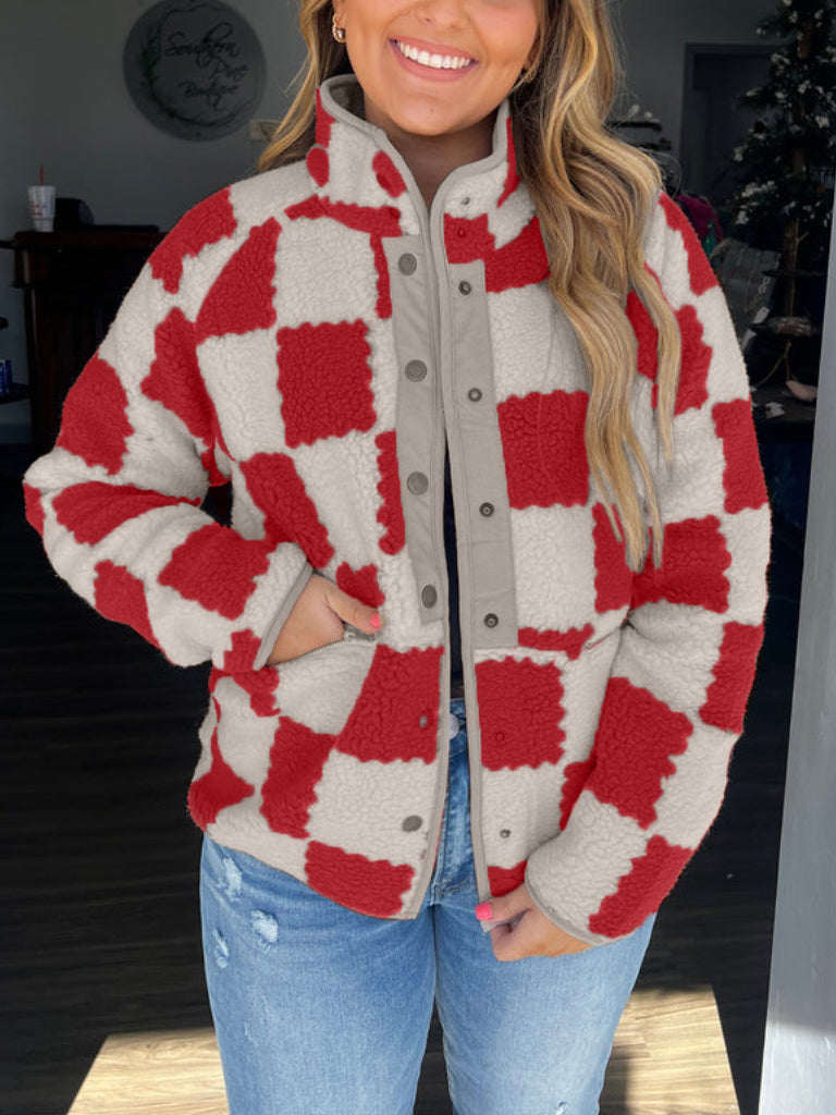 Women's Checkered Sherpa Fleece Jacket (Buy 2 Free Shipping)
