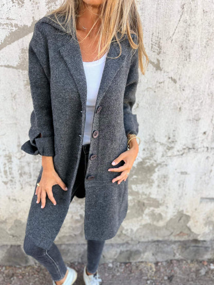 Casual Lapel Wool Single Breasted Long Coat(BUY 2 FREE SHIPPING)