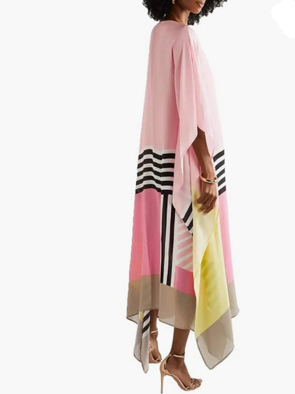 Rosa Kaftan mit Bonbonstreifen