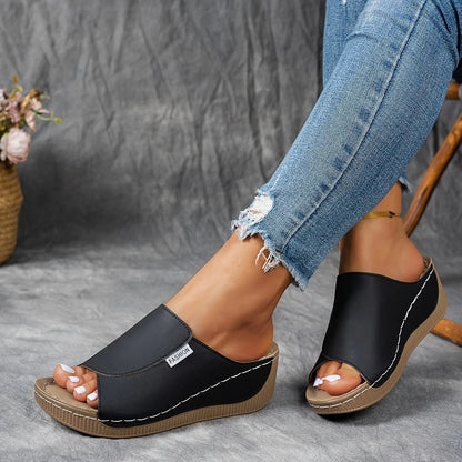 🔥Last Day Promotion 50% OFF - Women's Comfortable Thick Sole Arch Support Leather Slippers