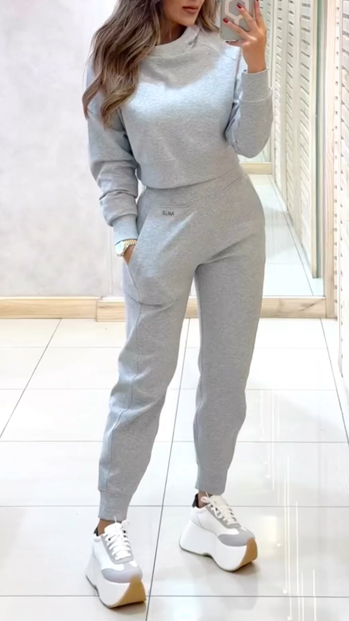 Women's High Collar Long Sleeve Autumn and Winter Casual Sweater Suit