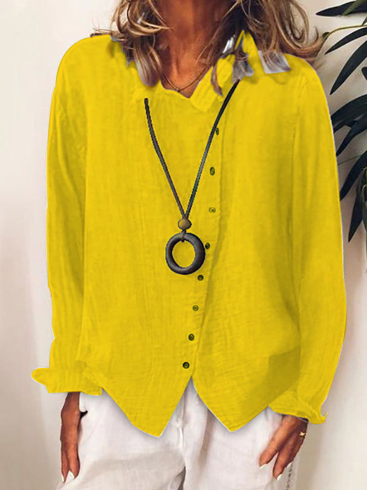 Solid Color Long Sleeve Button Casual Shirt