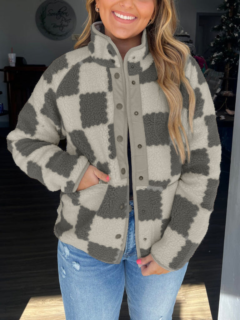 Women's Checkered Sherpa Fleece Jacket (Buy 2 Free Shipping)