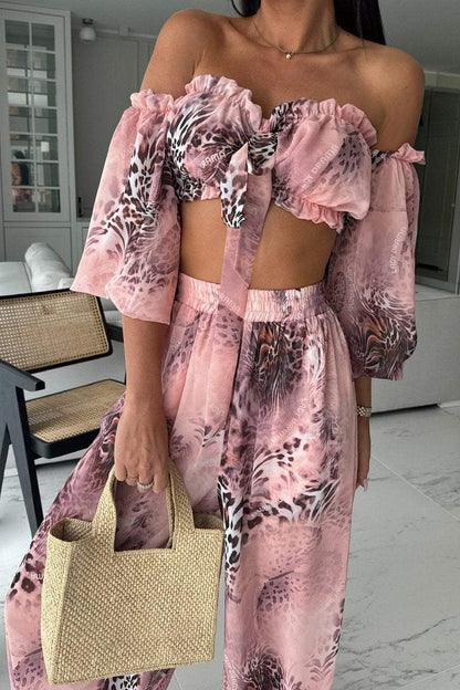 Women's Printed chiffon leisure suit