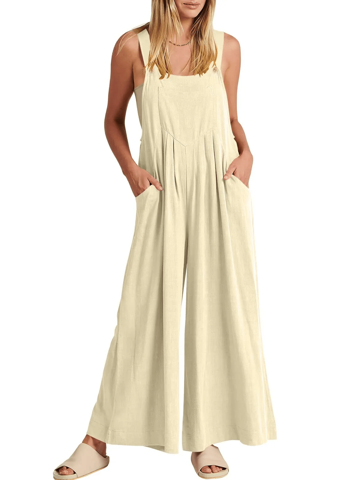 Sleeveless Wide Leg Jumpsuit with Pockets