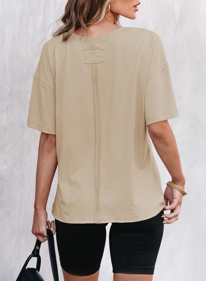 Women’s Solid Color Round Neck Short Sleeve T-shirt (Buy 2 Free Shipping)