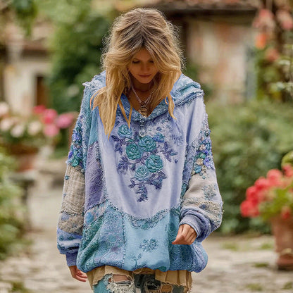 Women's Vintage Floral Pattern Hoodie