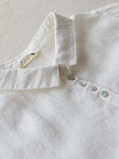 Literary And Retro Cotton Linen Shirt Dress