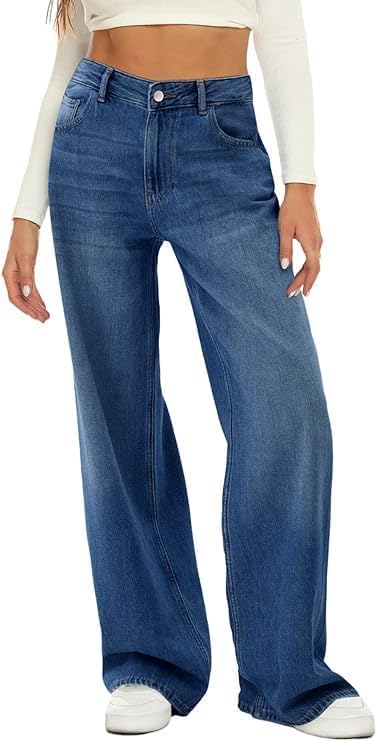 HDLTE Women Wide Leg Jeans High Waist Baggy Jeans Loose Boyfriend Jeans Denim Pants Y2K