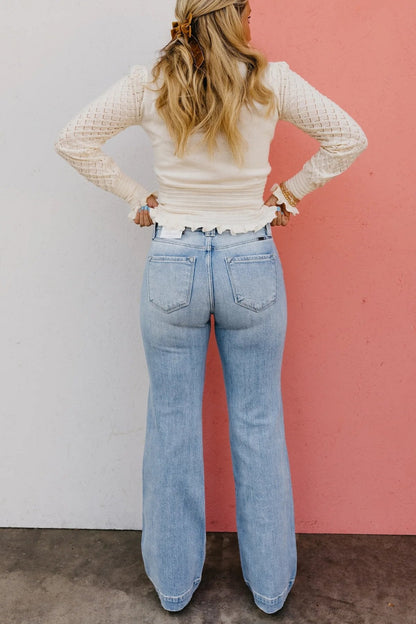 HALF PRICE💥High Rise Vintage Wash Tummy Control Top Straight Leg Jeans