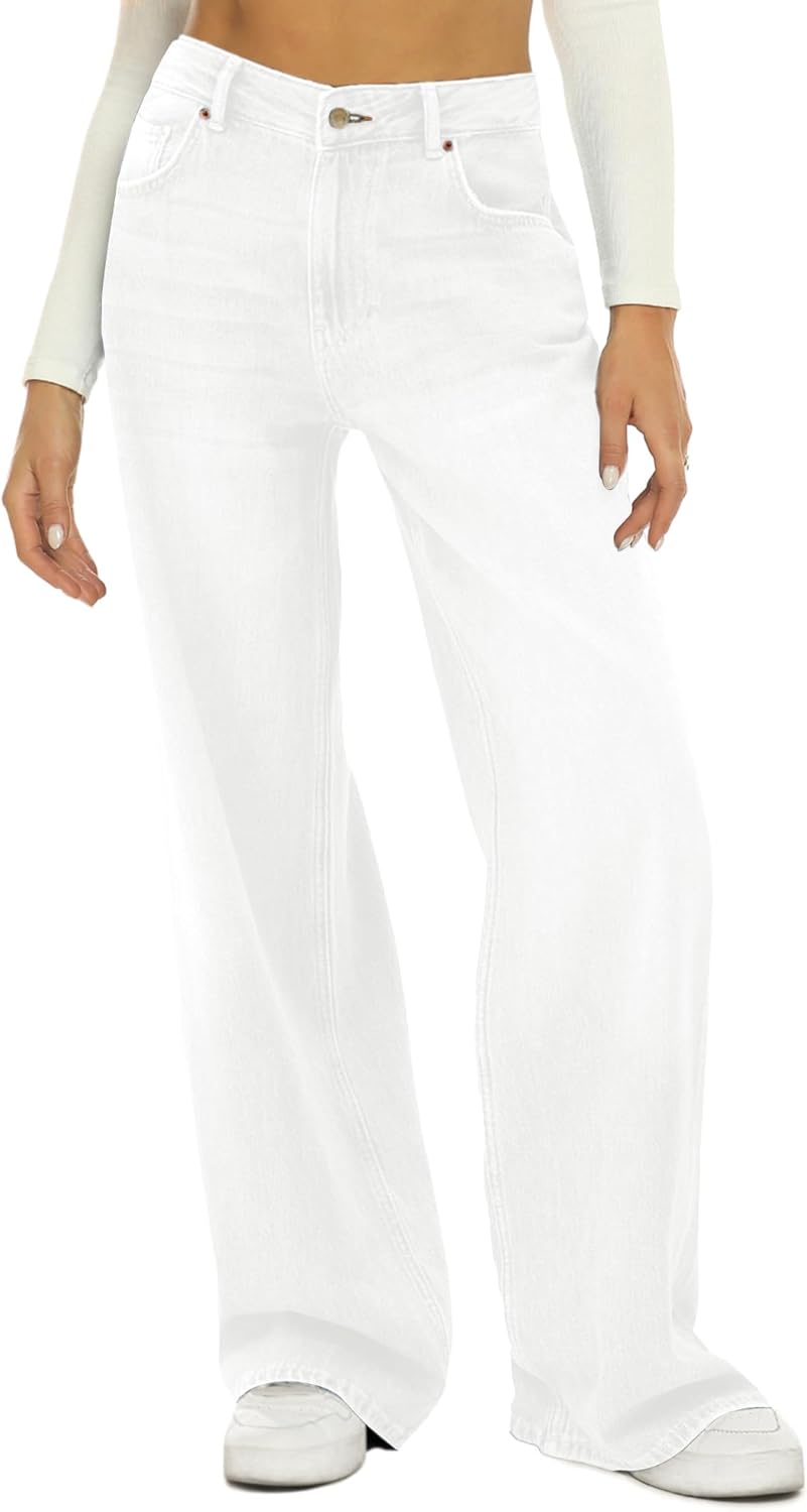 HDLTE Women Wide Leg Jeans High Waist Baggy Jeans Loose Boyfriend Jeans Denim Pants Y2K