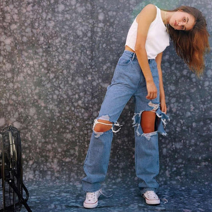 HDLTE Women Wide Leg Jeans High Waist Baggy Jeans Loose Boyfriend Jeans Denim Pants Y2K