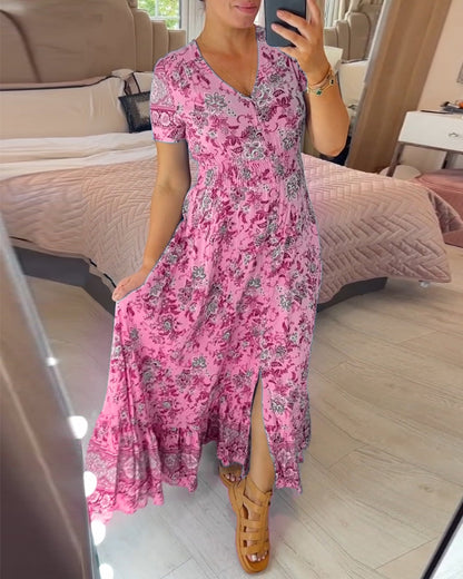 (💃Hot Sale - 45% OFF🔥)Floral print v-neck dress