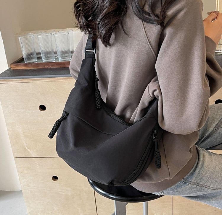 Designer Direct Sales Women's Fashion Plain Color Nylon Crossbody Hobo Bag