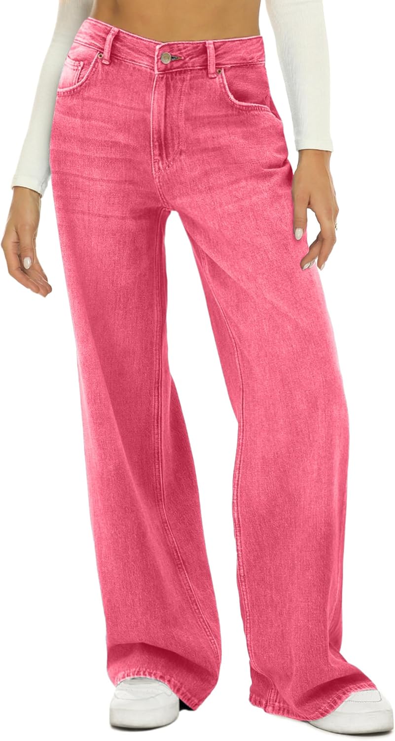 HDLTE Women Wide Leg Jeans High Waist Baggy Jeans Loose Boyfriend Jeans Denim Pants Y2K