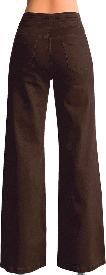 roswear Women's Wide Leg Jeans Casual High Waisted Stretch Baggy Loose Denim Pants