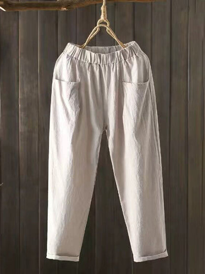 Vintage Pockets Comfy Cotton Linen Pants