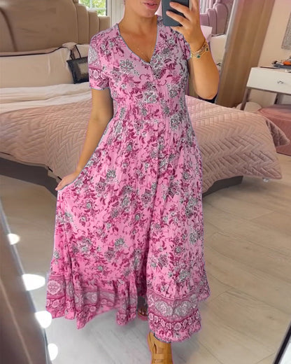 (💃Hot Sale - 45% OFF🔥)Floral print v-neck dress