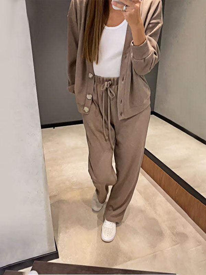 Women's Buttoned Jacket and Pants Two-piece Set (Buy 2 Free Shipping)