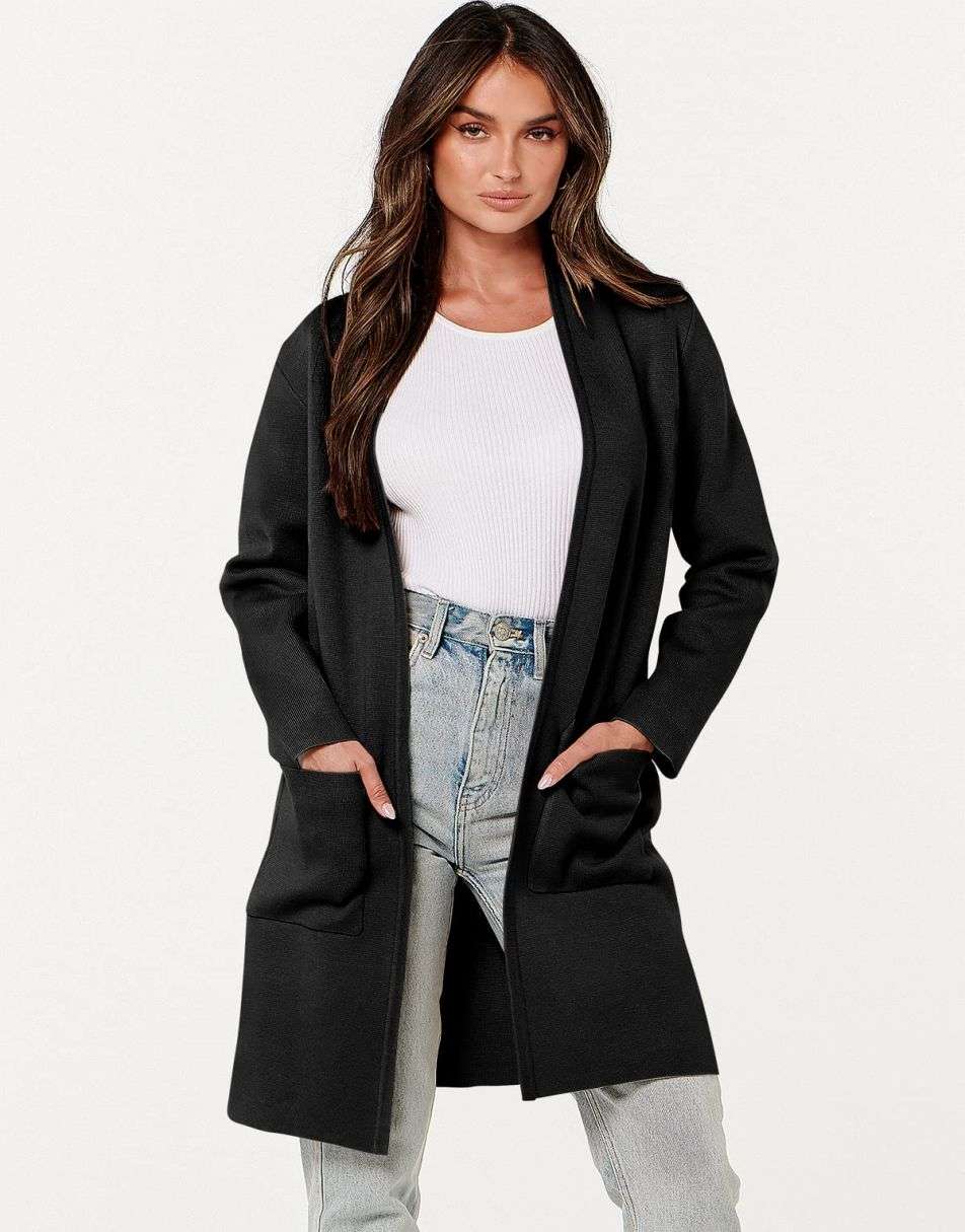 ANRABESS Cardigan Sweater for Women Casual 2023 Fall Winter Fashion Coat Long Sleeve Open Front Knit Coatigan Clothes