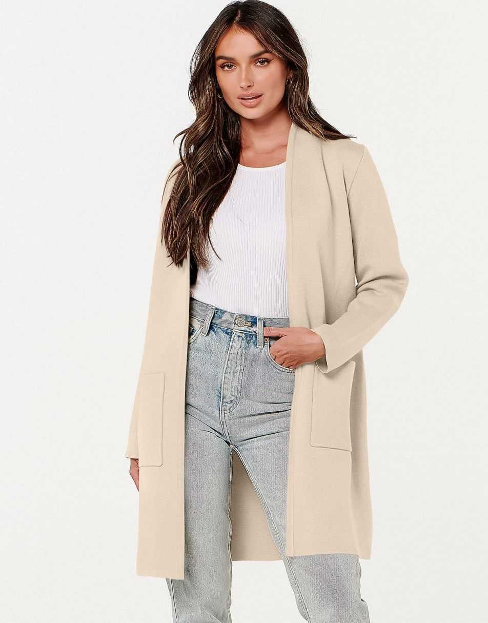 ANRABESS Cardigan Sweater for Women Casual 2023 Fall Winter Fashion Coat Long Sleeve Open Front Knit Coatigan Clothes