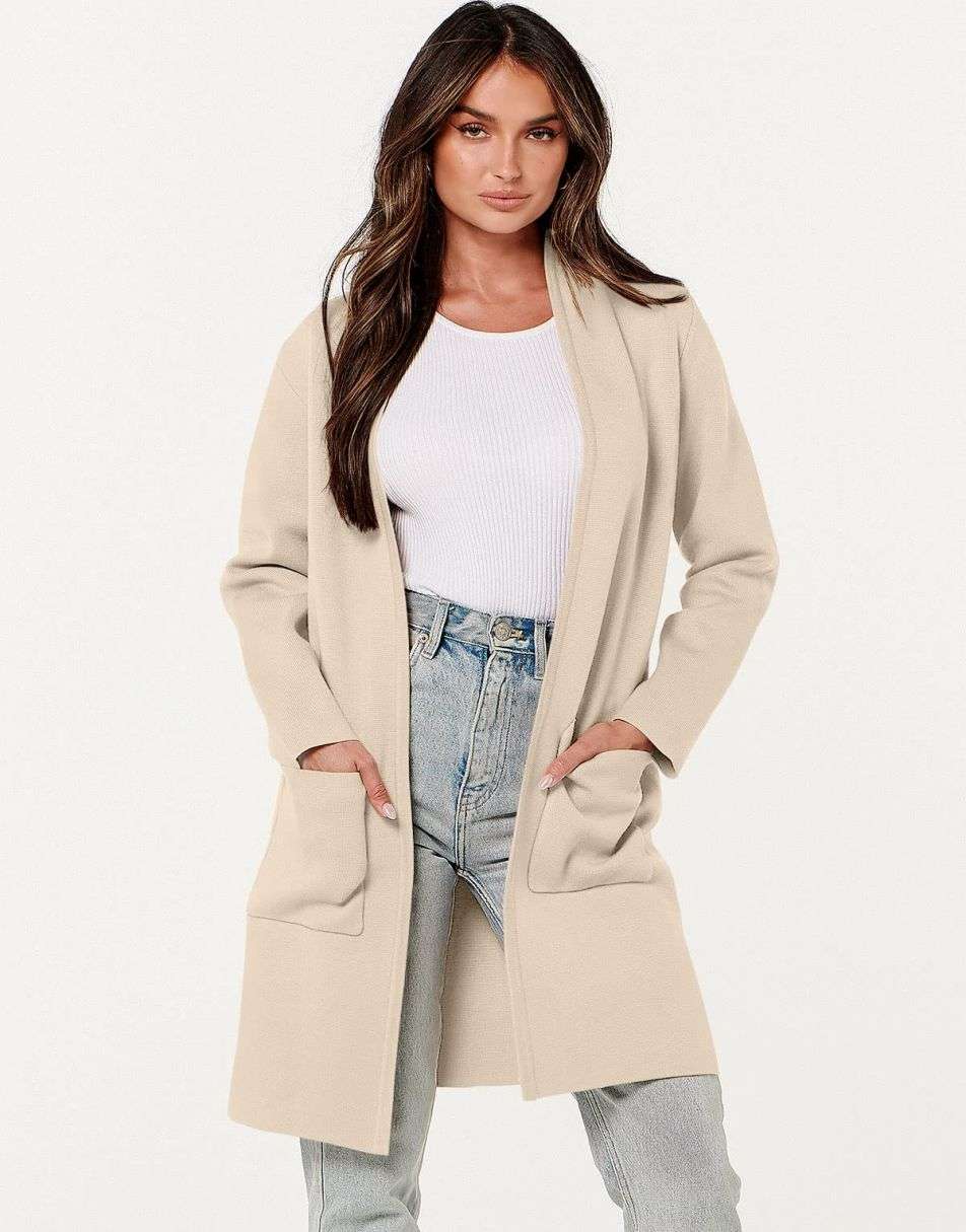ANRABESS Cardigan Sweater for Women Casual 2023 Fall Winter Fashion Coat Long Sleeve Open Front Knit Coatigan Clothes
